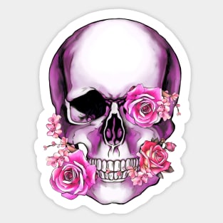 Sugar skull, Skull art floral, pink flowers Sticker